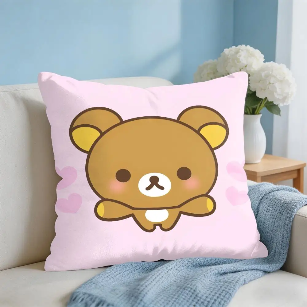 Cute Cartoon Anime R-Rilakkuma Cushion Cover Square Pillow Bedroom Sofa Leisure Comfort Living Room Home Decoration 40X40