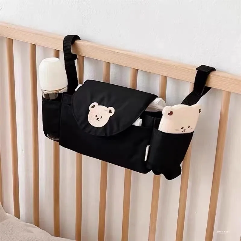 Baby stroller hanging bag cartoon bear storage bag Stroller basket hanging bag baby roller