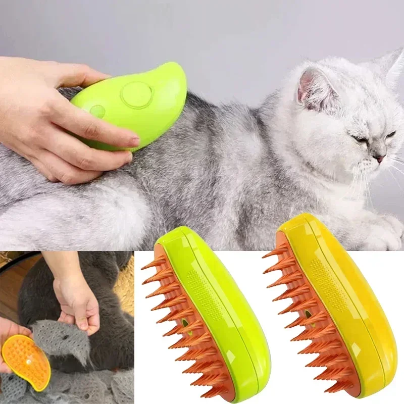 

Electric Steam Brush for Cat, Water Spray, Pet Comb, Soft Silicone Depilation, Bath Hair Brush, Grooming Supplies