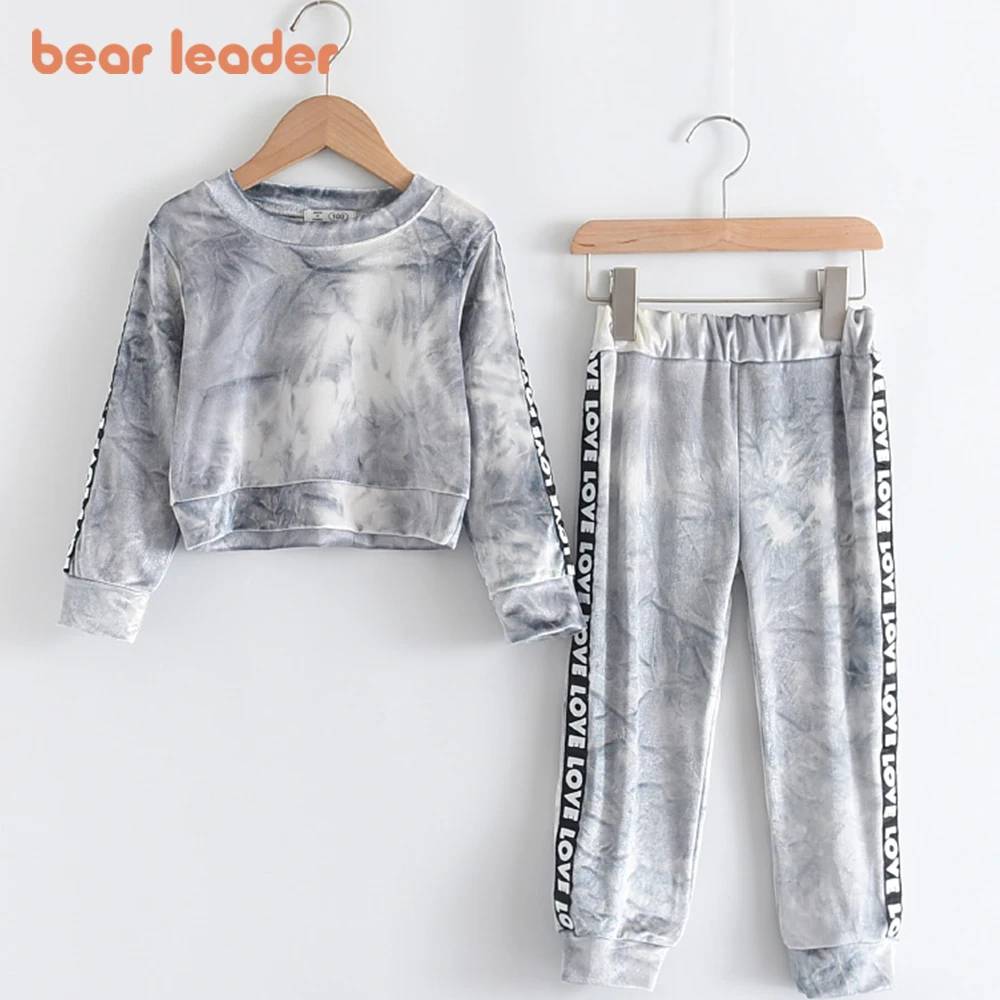 Bear Leader Letter Children Clothing Set Casual Spring Autumn Golden Velvet 2pcs Set Kids Tracksuit for Girls Boys Clothing Sets