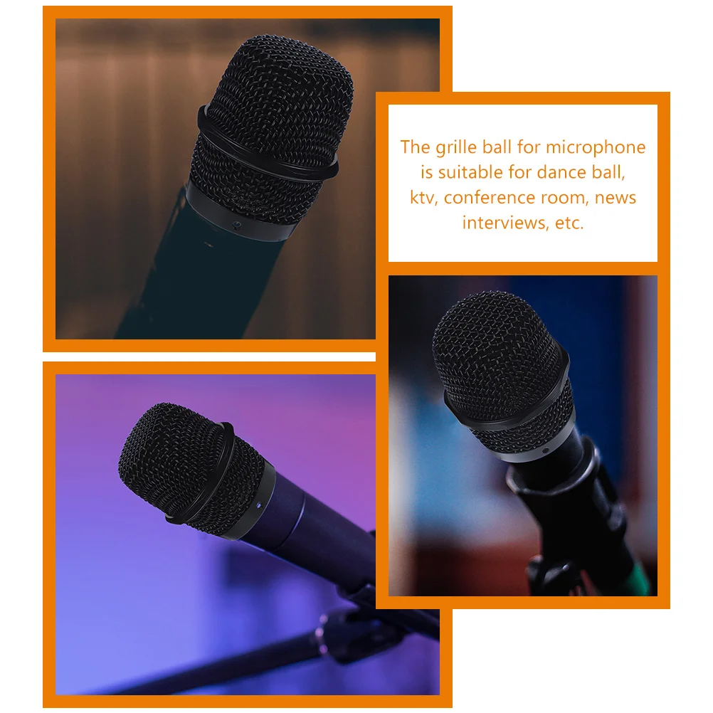 

2pcs Wireless Microphone Steel Network Grille Ball Head Replacement Mesh KTV Conference Gaming Durable Metal Mic Cover