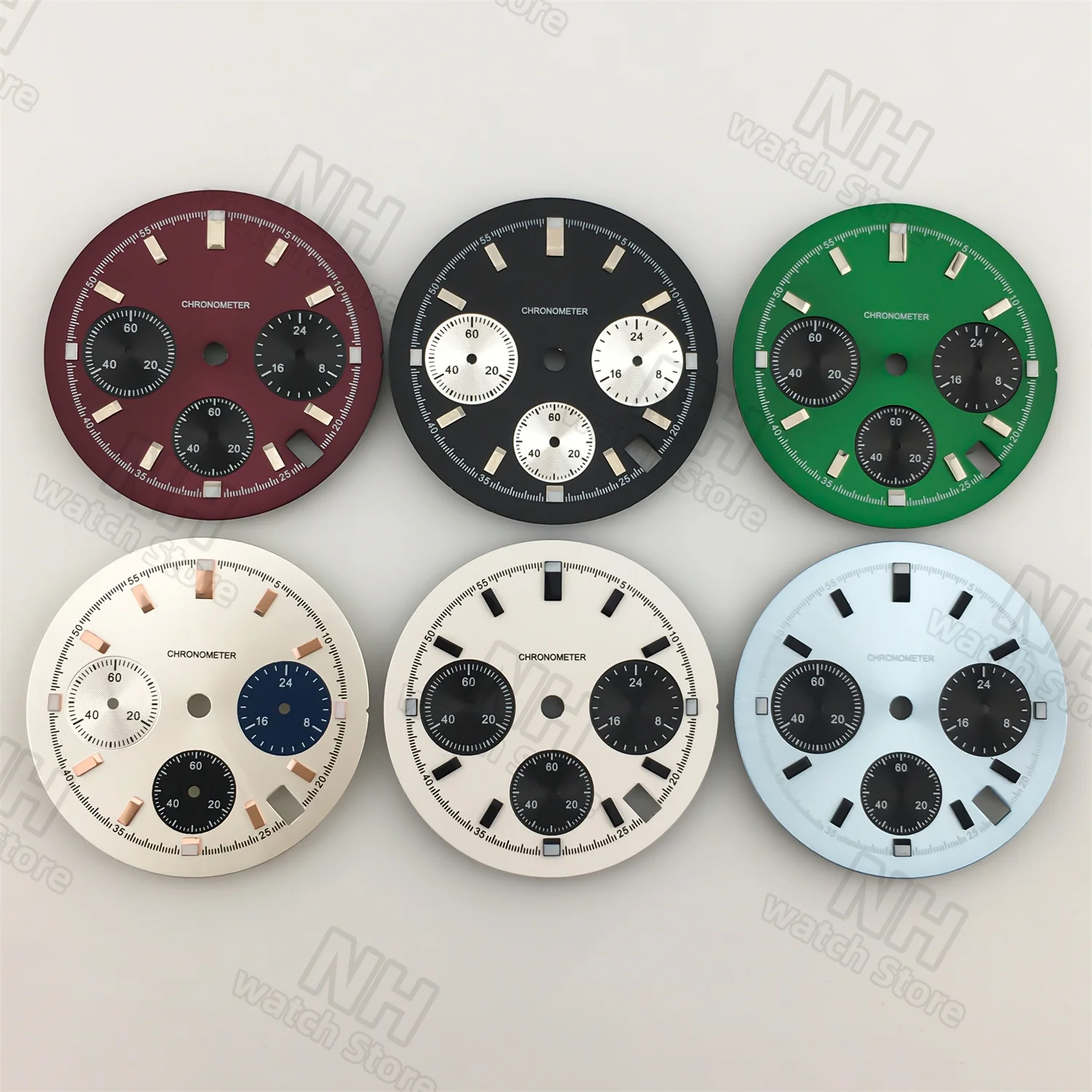 30mm Panda Meteorite Dial Fit VK63 Movement Green Luminous High Quality 6- Pin Dial Watch Modification Accessories