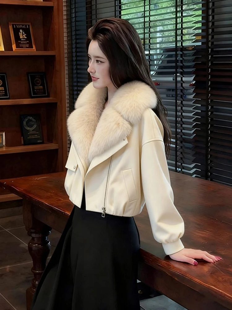 

Trendy Women's Short Parka Coat 2026 New Winter Warm Cotton Jacket Thick Outerwear Big Fur Collar Korean Style Slim Fit Long ...