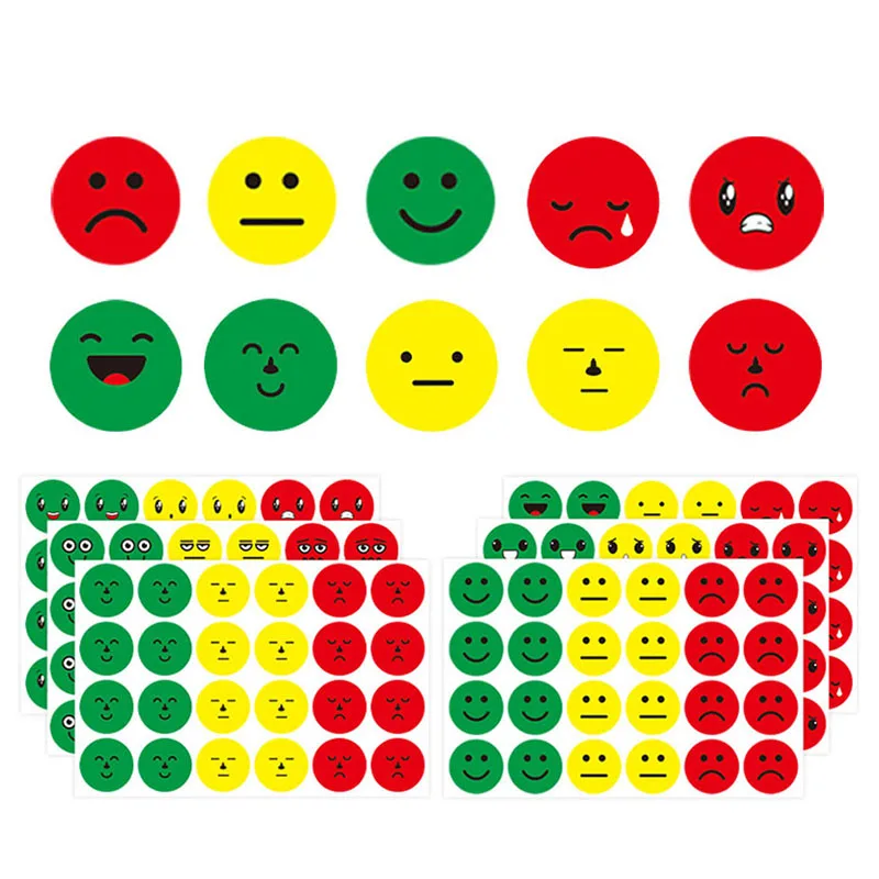 144-1440pcs Happy/Sad Smile Face Behavior Emotion Stickers 18 Styles Face Decals Behavior Chart Reward Stickers for Student Kids