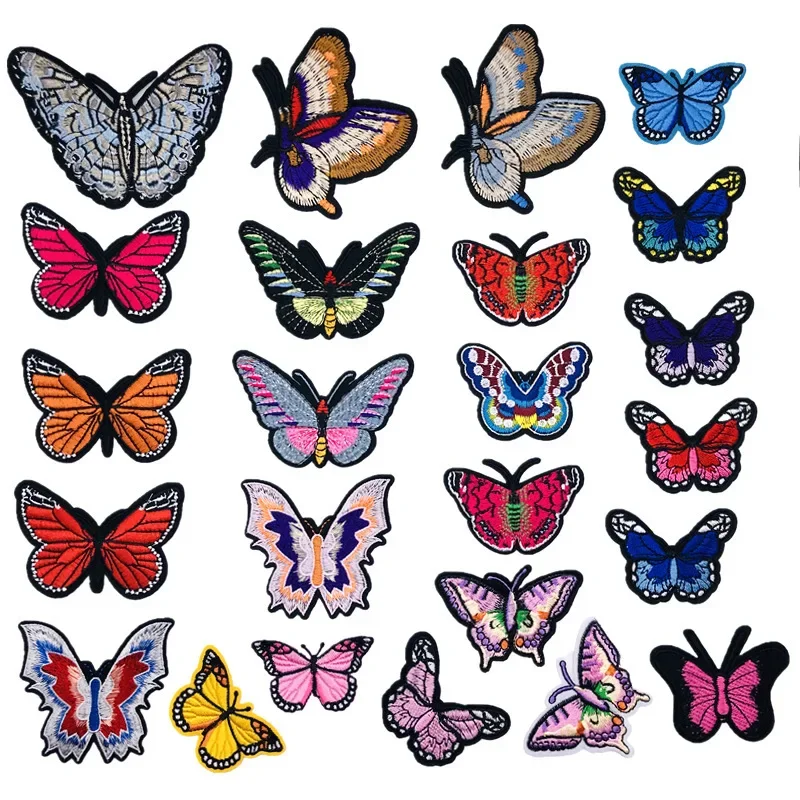 Cartoon Moths Embroidery Cloth Stickers Colorful Butterflies Iron on Patch Thermo Adhesive Label Clothes Decoration Appliques