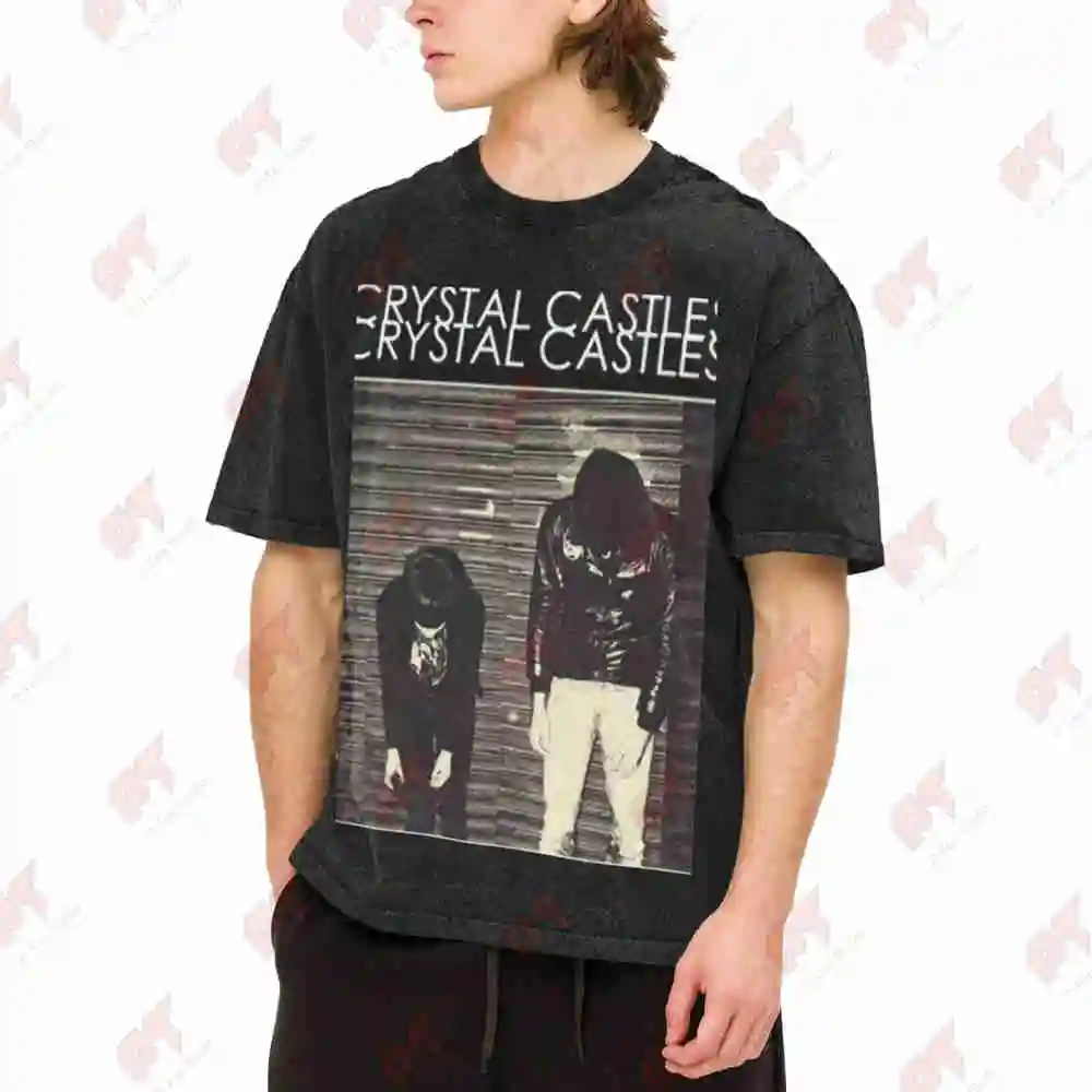 Crystal Castles Official Vintage Washed Tee Pure Cotton T-Shirt