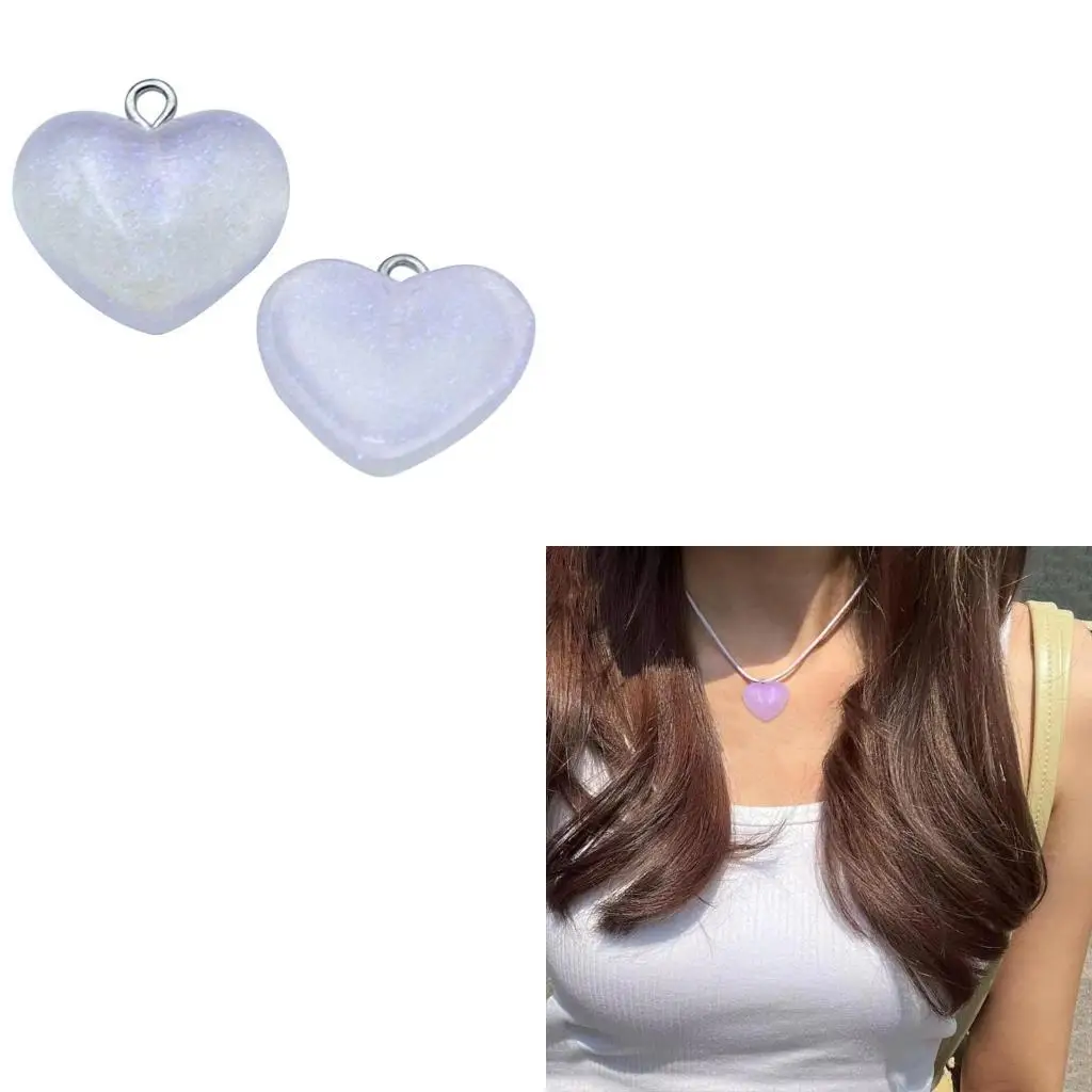  Heart Charm Pendant Heart Design DIY Necklace Bracelet Supply Heart Embellishments Small DIY Heart Beads Resin Material