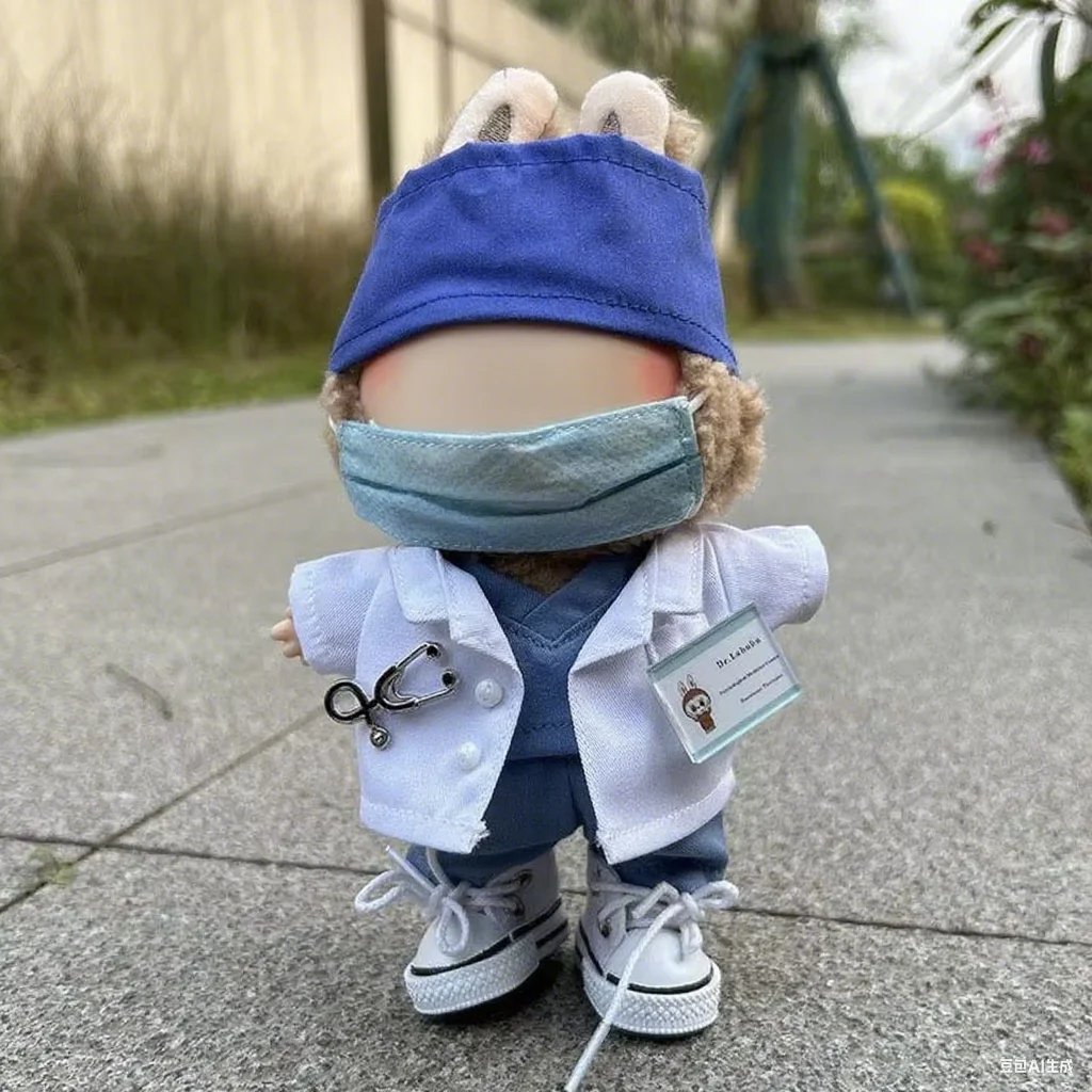 Аниме, совместимое с куклой Labubu 17 см, дизайнерская роскошная одежда для кукол, комплект униформы доктора, плюшевые игрушки, одежда для кукол, аксессуары