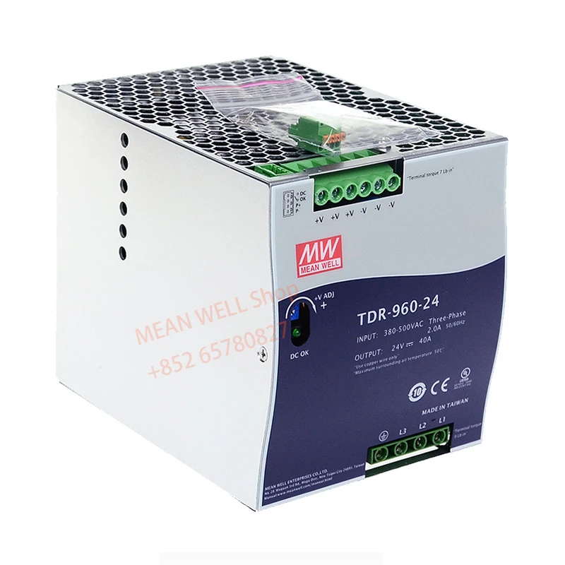 MEAN WELL 960W Slim Three Phase Industrial DIN Rail with PFC Function TDR-960-24 TDR-960-48