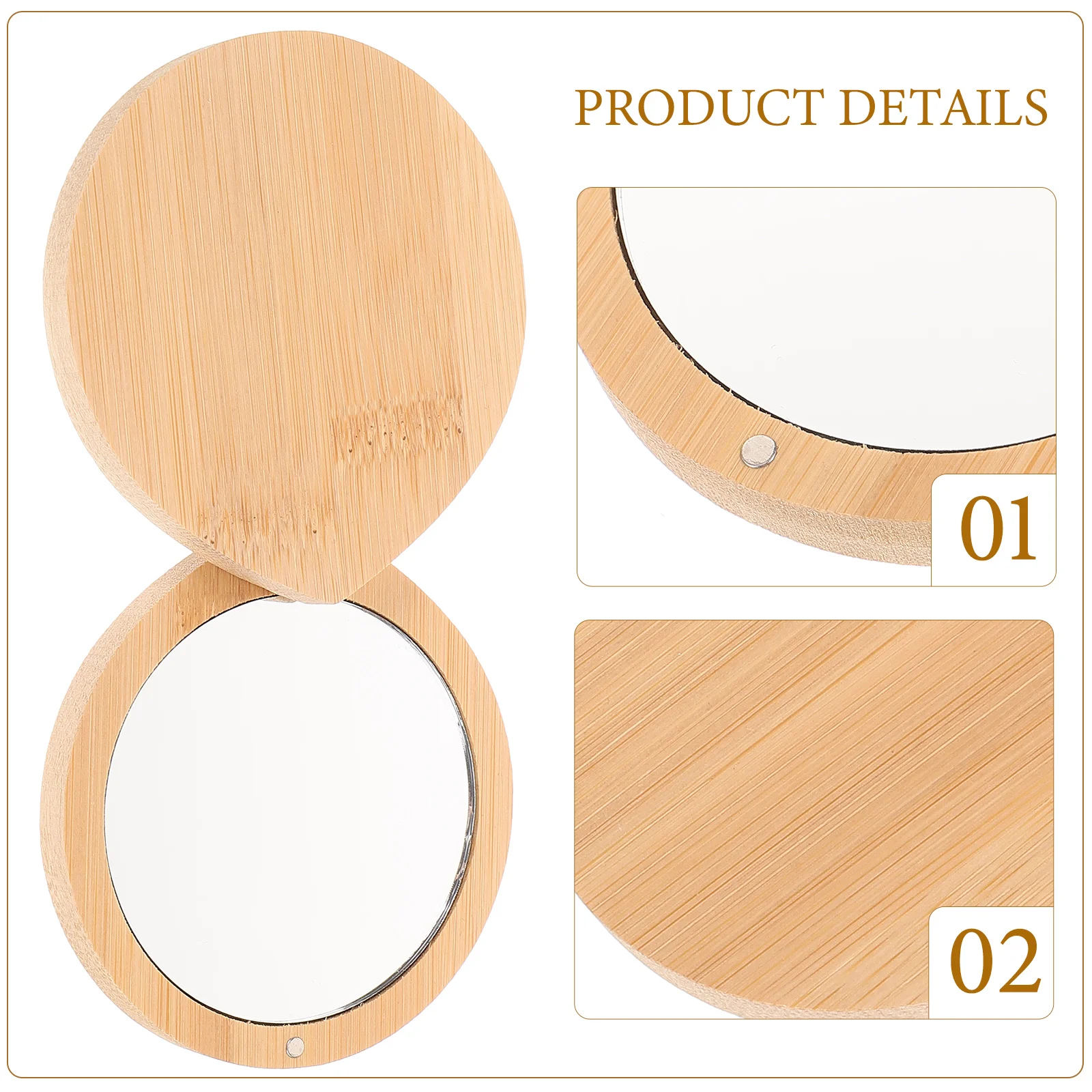 Bamboe Handspiegel Draagbare Mini Reizen Vanity Pocket Kleine Make-upspiegel voor Vrouwen Lichtgewicht Duurzaam