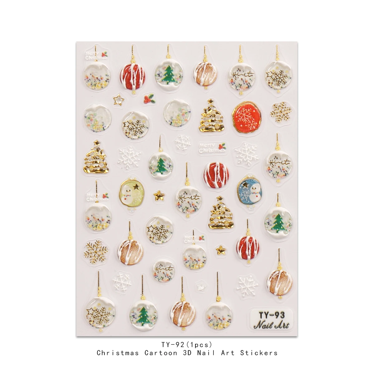 2pcs winter Christmas jelly bells embossed nail art stickers, artistic nail art embossed stickers, easy application for nail