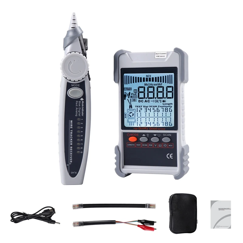 

HOT SALE Network Cable Tester With LCD Display Analogs Digital Search POE Test Cable Pairing Length Wiremap Tester