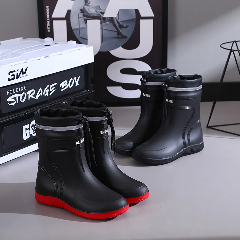 Botas de chuva masculinas de alta qualidade, botas de trabalho de cano médio, botas de pesca, à prova d'água, para todas as e...