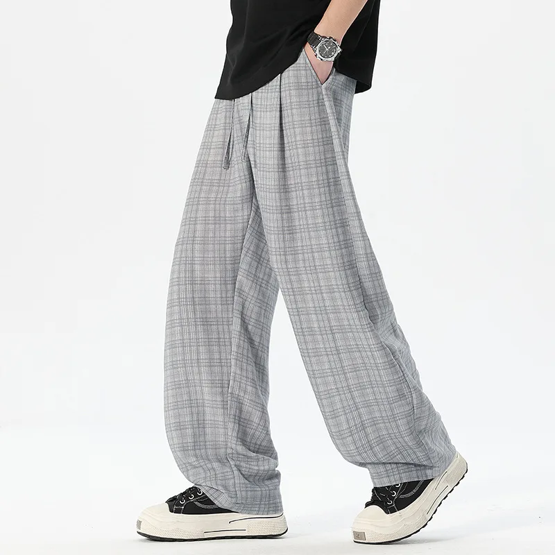 2026 Spring and Summer New Striped Scimitar Casual Pants Men's Thin Quick-drying Straight Wide-leg Pants