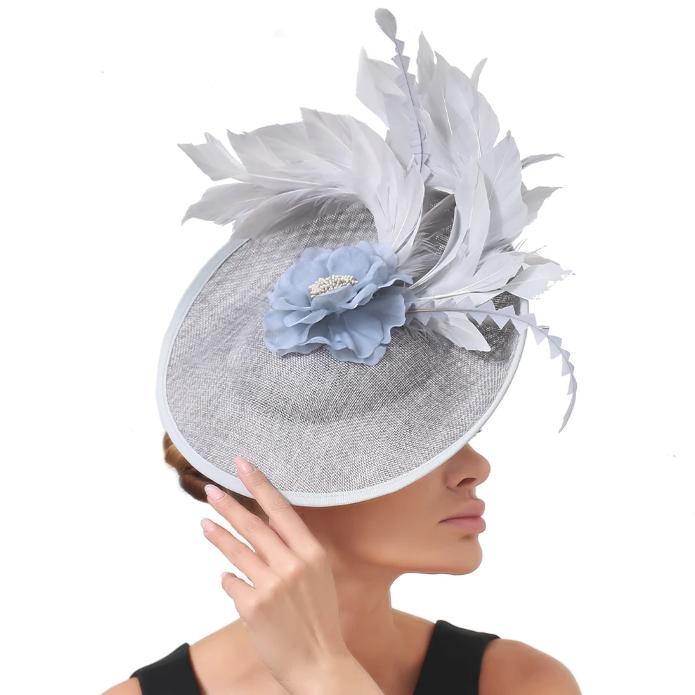 Women Gorgeous Big Charming Hat Wedding Fascinators With Flower Headpiece Derby Church Occasion Chapeau Caps Ladies Bridal Hats