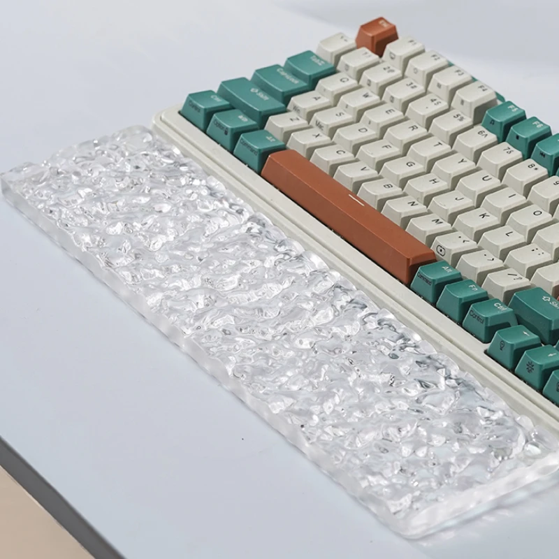 Reposabrazos de acrílico para teclado mecánico, almohadilla ergonómica con ondulación de agua personalizada, reposamuñecas transparente, 68/87/104