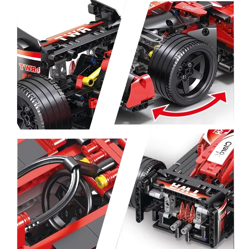 1280 pz Formula Tecnica Auto Da Corsa Building Blocks In Magazzino Rosso F Supercar Città Veicolo MOC Set Mattoni Giocattoli Per Il Regalo Dei Bambini