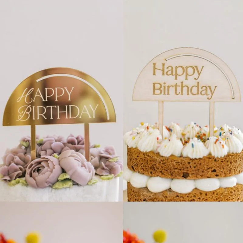1pcs Half Circle Simple Letter Style Happy Birthday Cake Dessert Plugin Birthday Party DIY Decoration