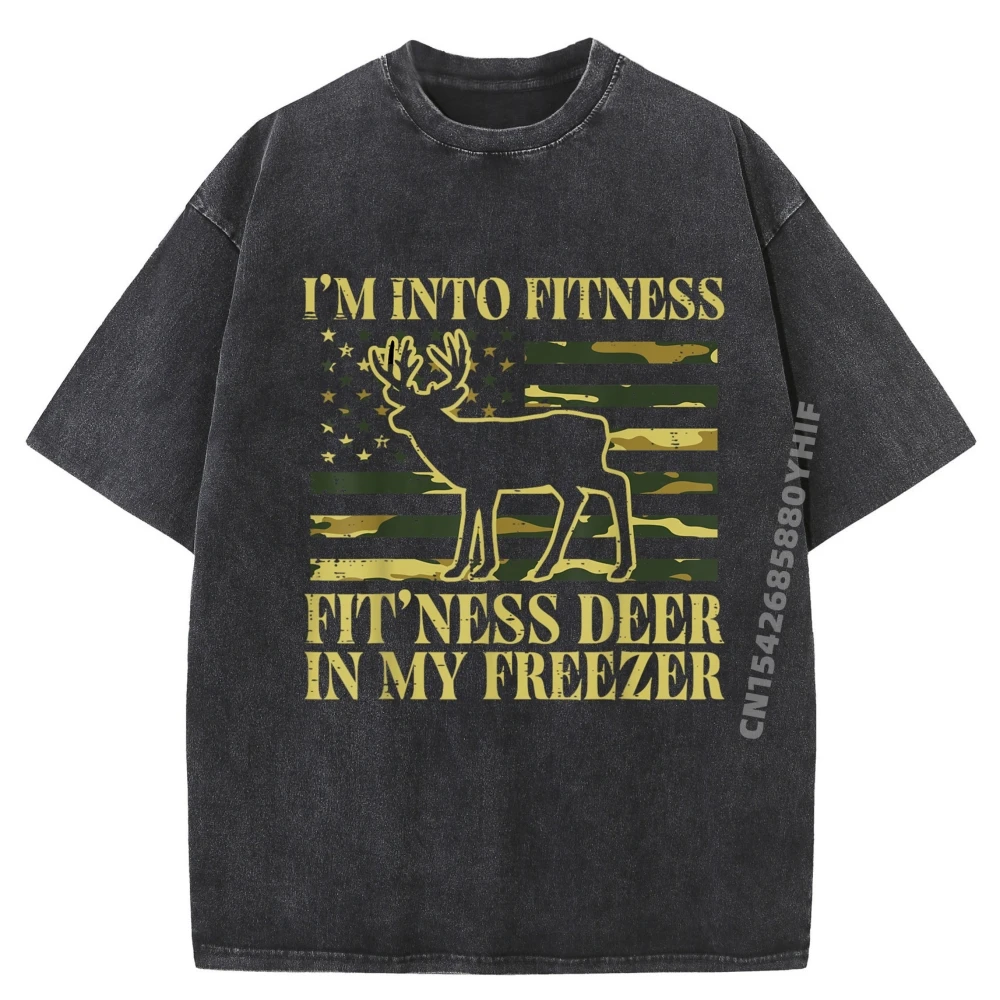 

Hunting Im Into Fitness Fit Cute Mens Tshirts Graphic Tees Mens Luxury Design Breathable Washed T Shirt