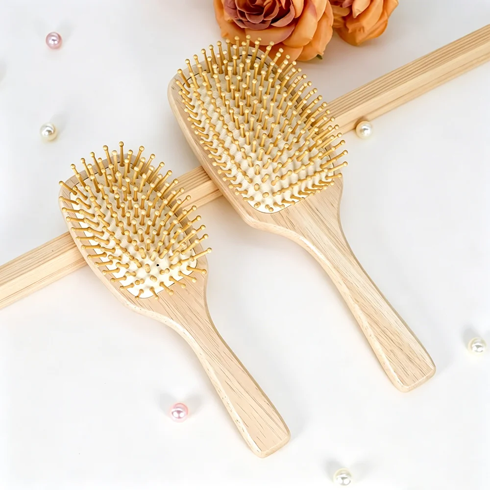 Natural Bamboo Paddle Comb Air Cushion Comb Scalp Massage Anti-static Tangle Free Comb Special For Real Hair Wigs