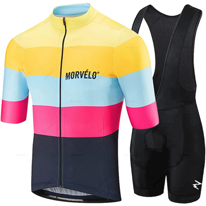 2022 Team Morvelo Cycling Jersey 19D Bib Set Bike Clothing Ropa Ciclism Bicycle Wear Clothes Mens Short Maillot Culotte Ciclismo