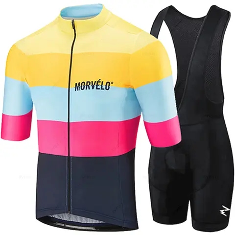 2027 Team Morvelo Cycling Jersey 19D Bib Set Bike Clothing Ropa Ciclism Bicycle Wear Clothes Mens Short Maillot Culotte Ciclismo