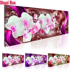 Christmas Gift Diy Diamond Painting Purple Red Orchids Flowers Decoration For Home  Diamond Embroidery Xmas Navidad Large Size