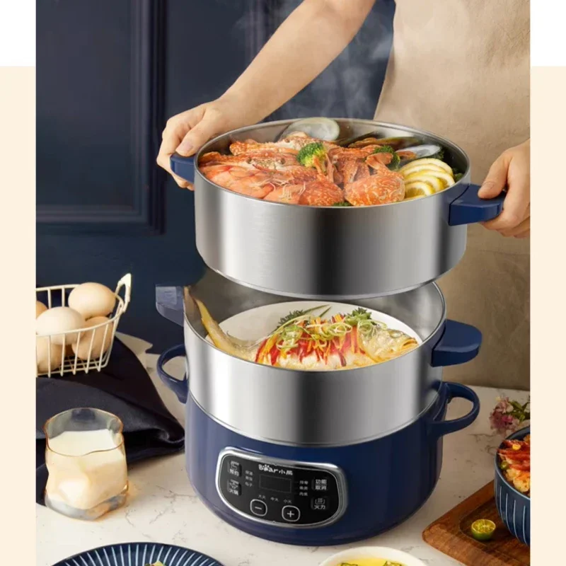 Electric Steamer Hot Pot Household Multi-Functional Cooking Integrated Intelligent Stainless Steel Cooking Pot Breakfast Machine