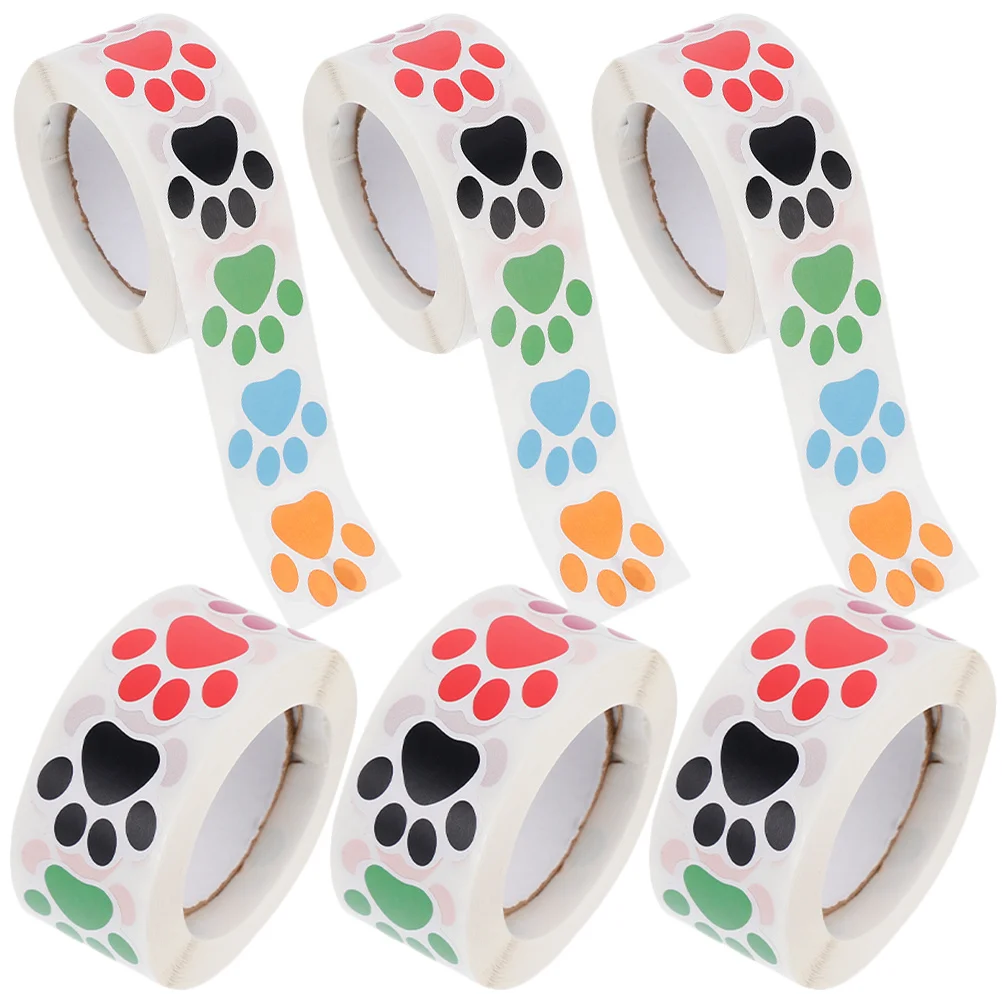 

6 Paw Print Stickers Self-Adhesive Animal Paw Tattoos For Reward Labels Party Favors Gift Wrapping Decorative