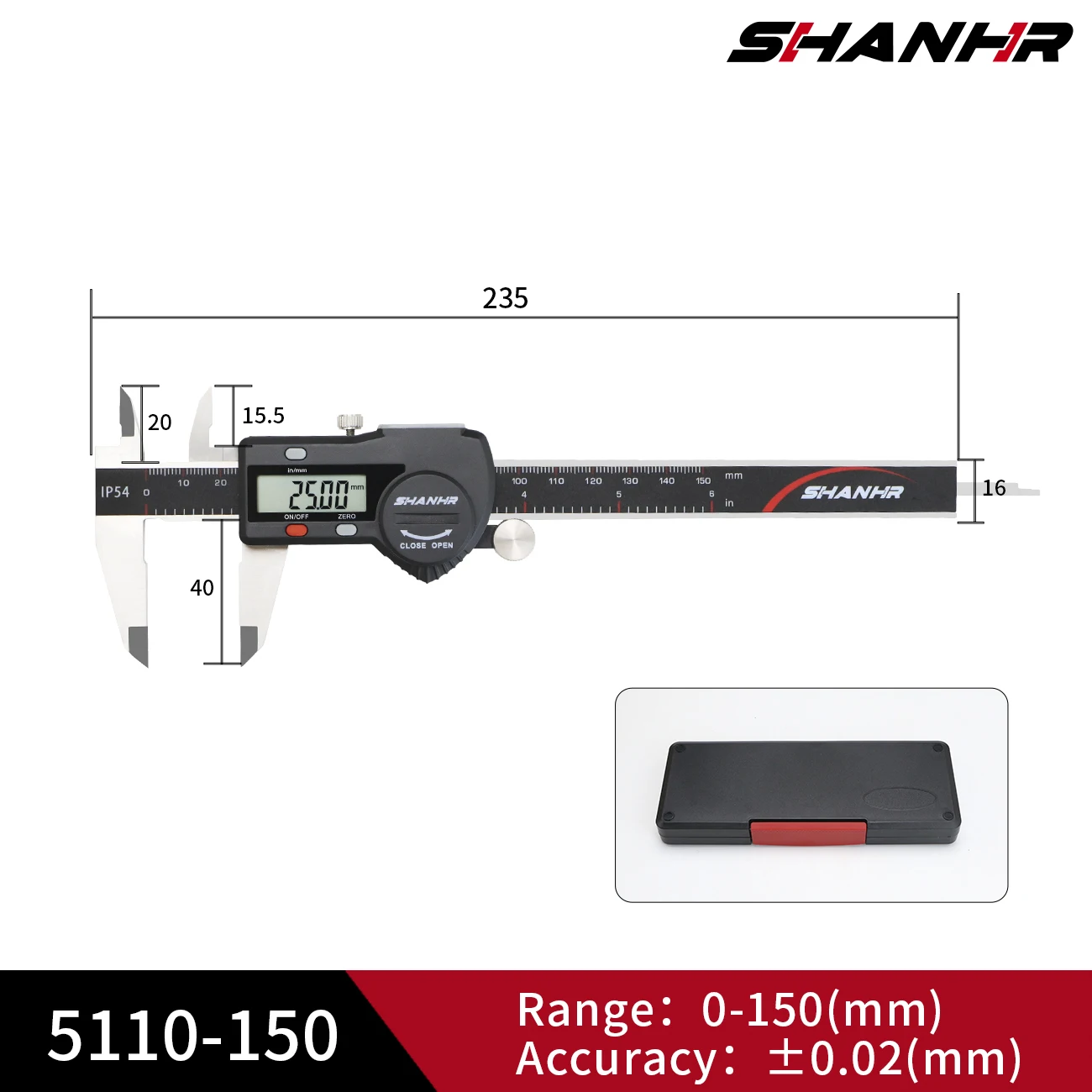 Цифровой штангенциркуль SHANHR 0-150 мм с LCD дисплеем — фото товара