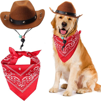 1 Set Dog Cat Pet Size Cowboy Hat and Bandana Scarf West Accessories for Cats Dogs Party Festival Daily Wearing