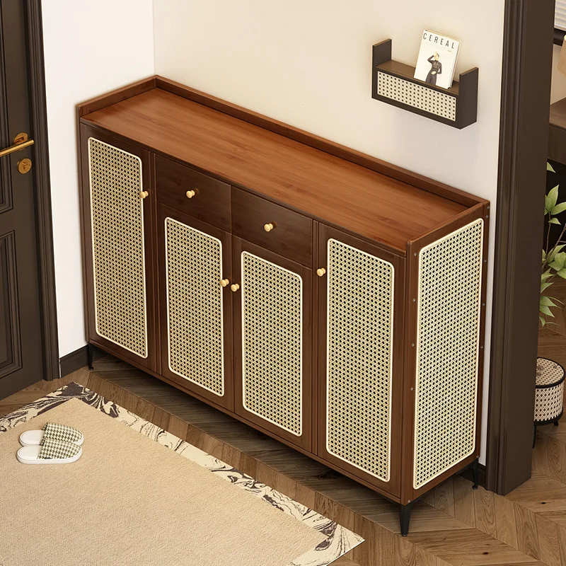 

Shoe cabinet Household door porch cabinet Entry large-capacity locker Multi-layer rattan shoe rack New simple storage cabinet