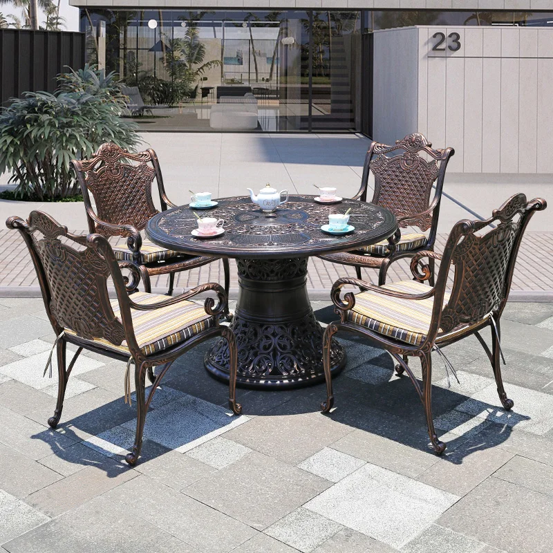 Outdoor courtyard cast aluminum and chairs villa outdoor leisure roof garden leisure combination balcony table and chairs kit