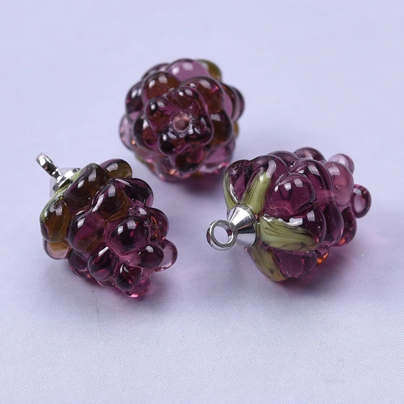 2pcs DIY Fruit Charm Glass Grape Pendants For Jewelry Making Supplies Colorful Materials To Make Earrings Bracelets Accessories