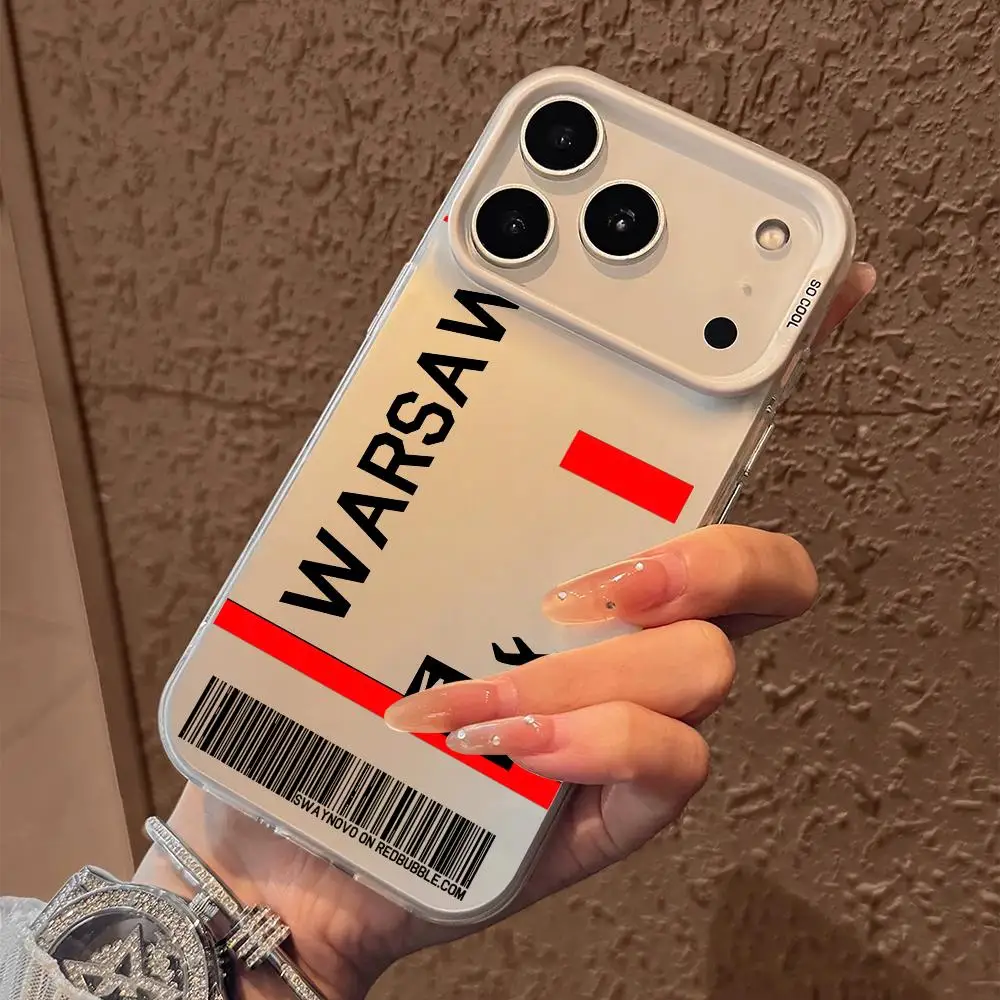 Чехол для телефона Poland Plane Travel Ticket для iPhone 17, 16, 15, 14, 13, 12, 11 Pro Max, черный, фиолетовый, матовый, лазерный, металлик, Aurora Funda