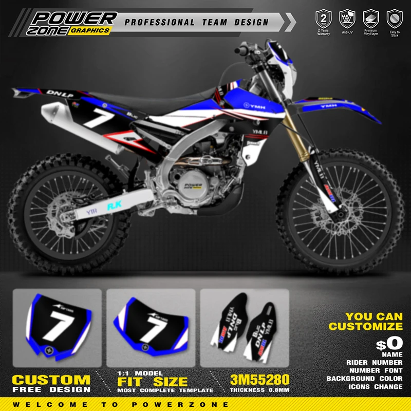 PowerZone Custom Team Graphics Backgrounds Decals Stickers Kit For YAMAHA 2016-2019 WRF450 2015-2018 YZF450X 02