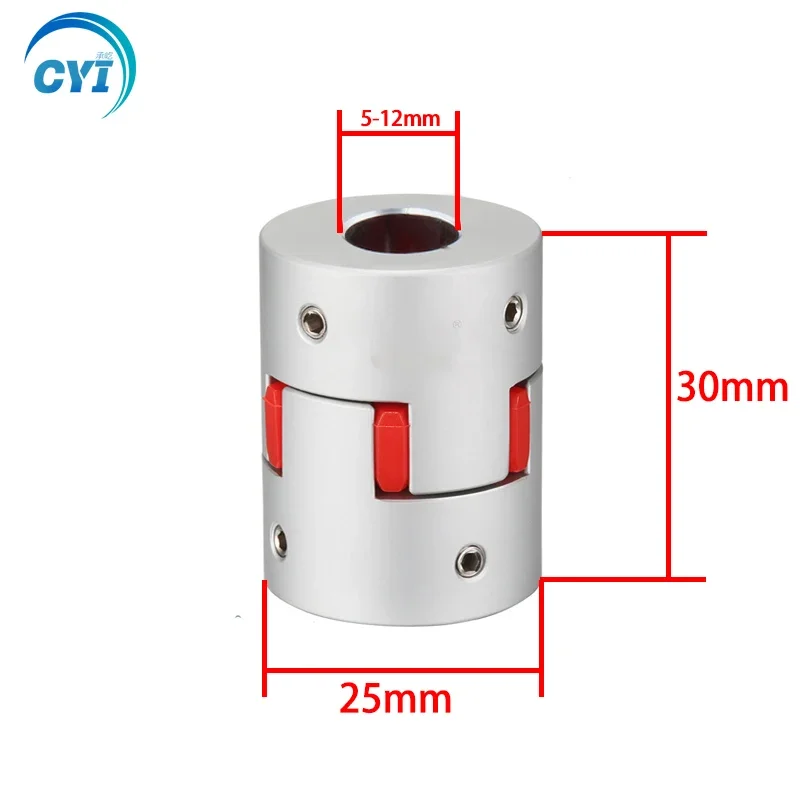 Three- jaw D25L30 coupler D25 L30 aluminum plum flexible shaft BW coupling motor connector solid rubber pad 6 / 6.35 / 8/10 /mm