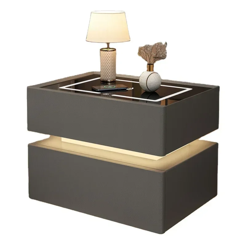 

BIXONWOOD Bedside Table Solid Wood Home Hotel Nightstand Bedside Table With Double Drawers And Cabinet For Storage