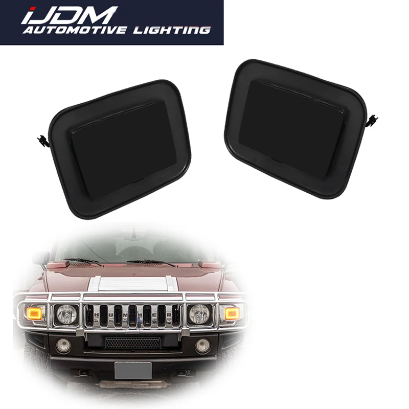 Dual-color Amber LED Front Bumper Turn Signal Light w/ White DRL Driving Light For 2003-2009 Hummer H2 & 2005-2009 Hummer H2 SUT