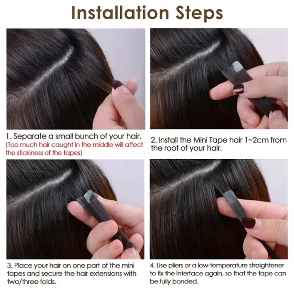 Mini nastro nelle estensioni dei capelli umani Trama della pelle fatta a macchina Nastro naturale Remy nell'estensione dei capelli Nastro invisibile 3x0,8 cm 10 pz/pacco