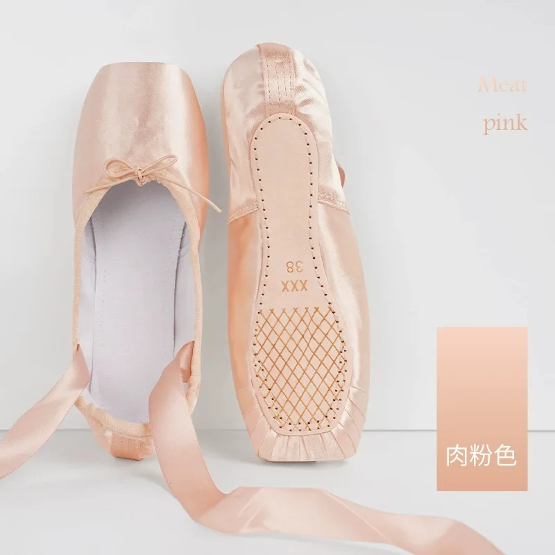 

Ballet Dance Shoes Adult Women's Pointe Sho es Practice Dance Sho es Satin Straps Girls Flat Ballet Shoes