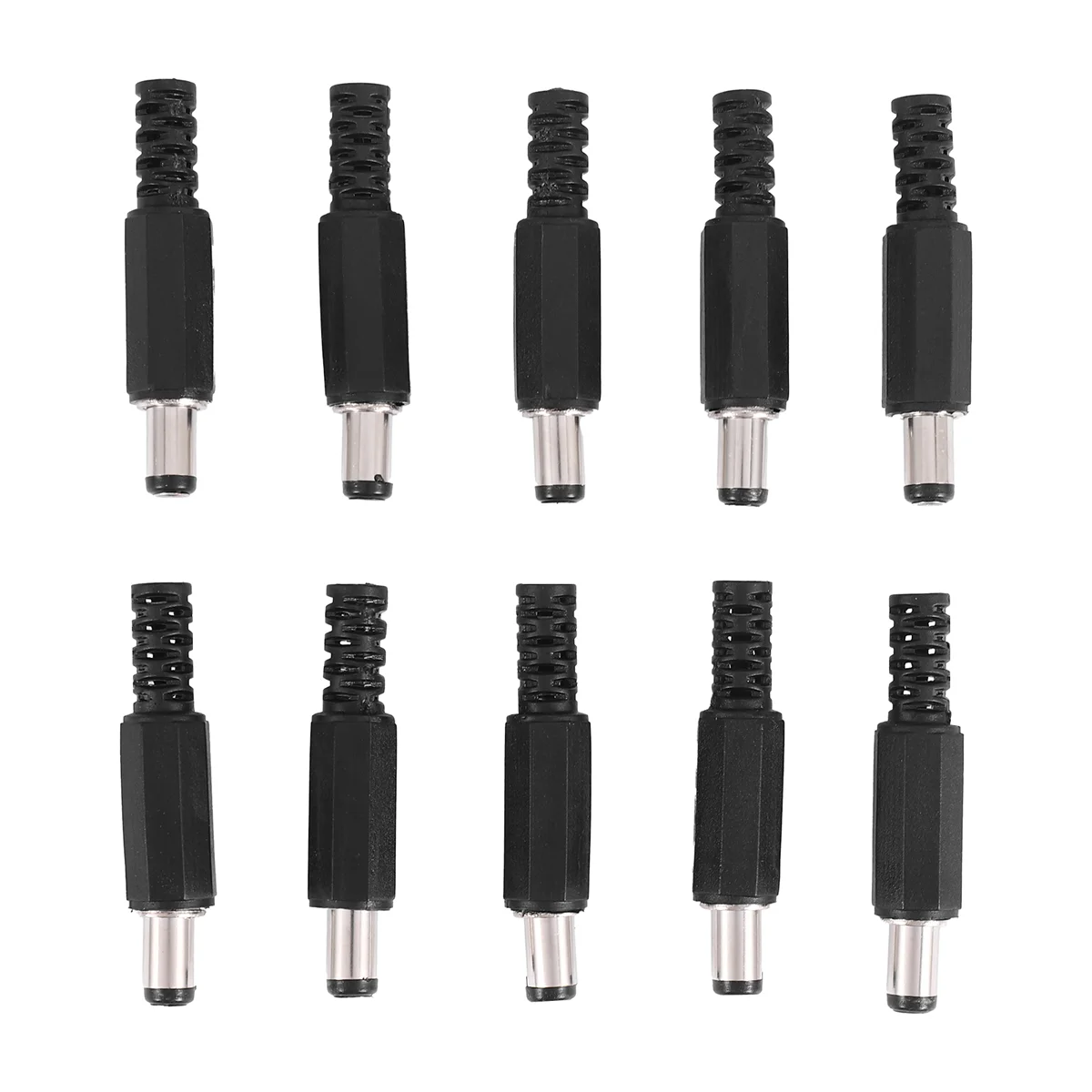 ABUO10pcs 5.5x2.1mm Male Solder Dc Barrel Tip Plug Jack Straight Connectors For DC Power Supply LED Lights Switch Black