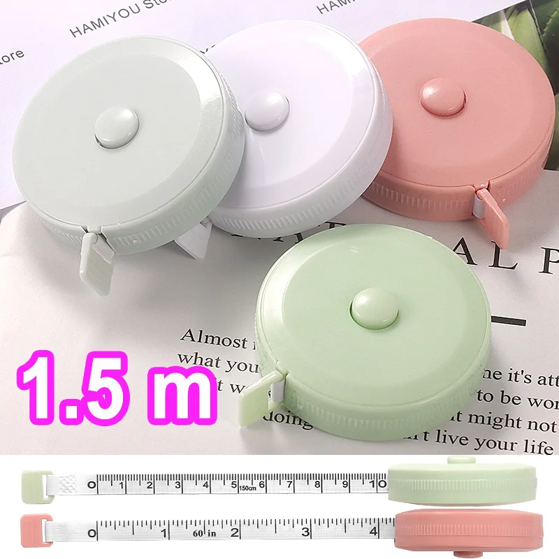 1.5Meter Portable Retractable Soft Tape Measure Scale Body Sewing Flexible Tailor Ruler Centimeter Inch Self-Lock Measuring Tape