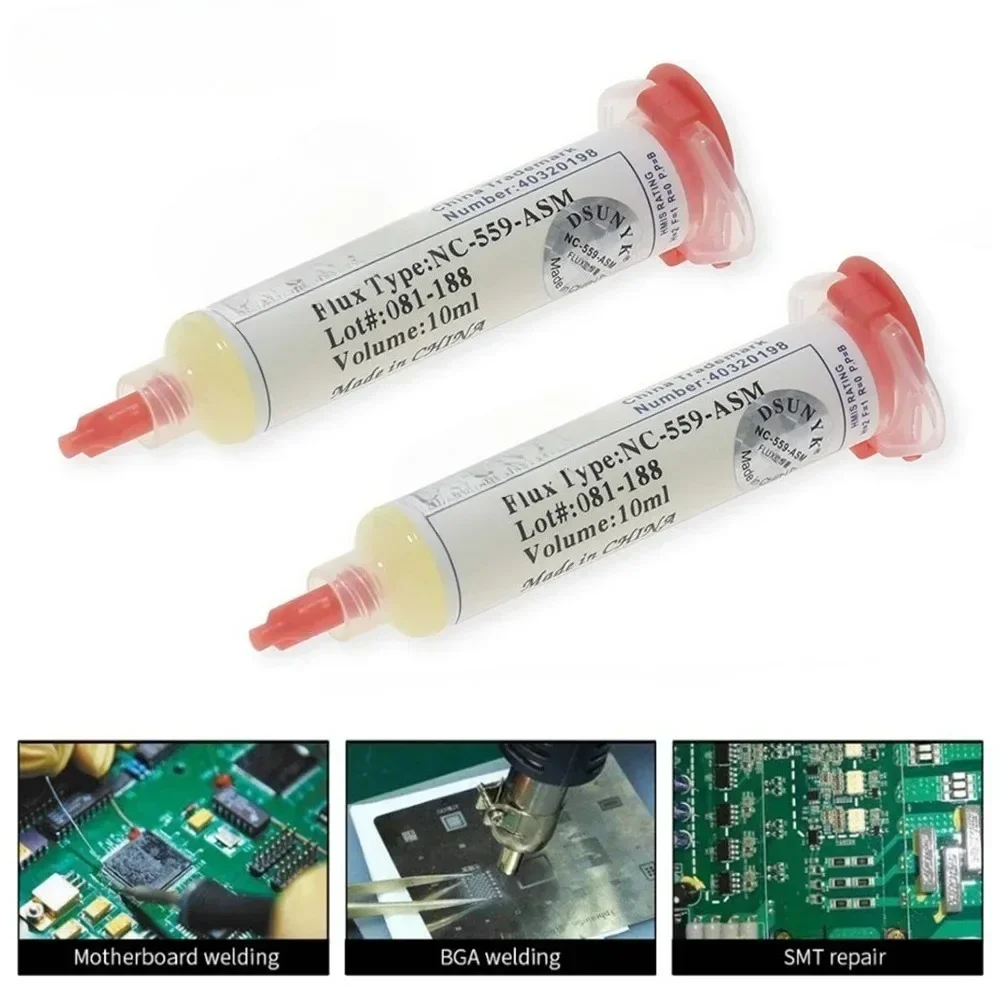 NC-559-ASM 10cc Solder Flux Paste Black Tip Cap No-Clean BGA PCB Reballing Soldering Flux for Mobile Phone Motherboard Repair