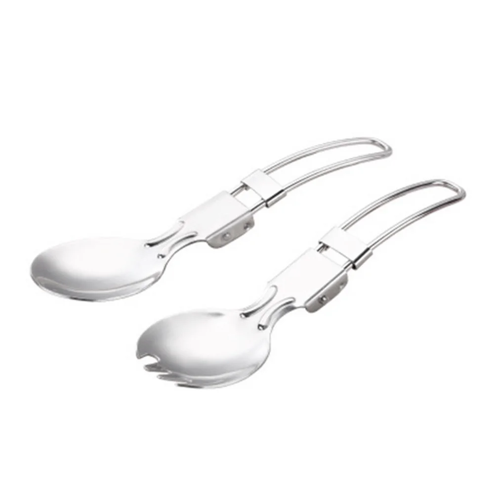 

6 Pcs Folding Spoon Fork Stainless Steel Foldable Utensil Portable Travel Outdoor