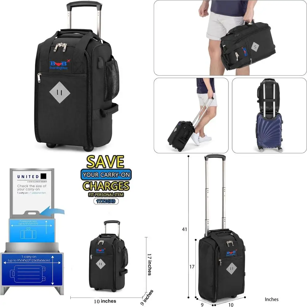 

Compact Rolling Personal Item Bag for Under Seat Travel on Major Airlines, Ideal for Airline Approved Carry-Ons