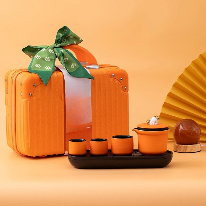 Practical outdoor portable ceramic travel tea set high-end