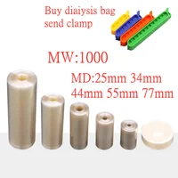 Tubo de bolsa de diálisis de celulosa regenerada MW1000 para laboratorio, 1 o 5 metros, MD25/34/44/55/77mm, RC