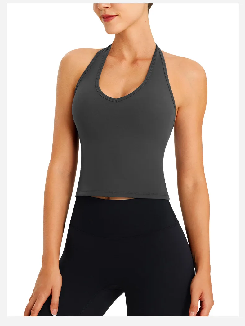 

Seamless Yoga Sports Bra with Padded Support - Backless Workout Top for Gym Running Fitness Women's Athletic Crop Tank
