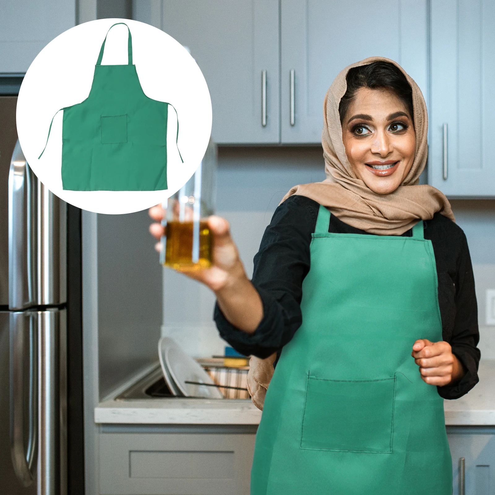 

2 Adjustable Aprons Adult Adjustable Bib Apron Chef Kitchen Halter Neck Sleeveless Protect Clothes Pockets Home